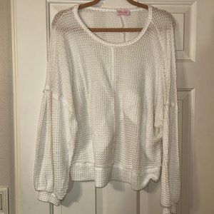 White pink lily crop sweater